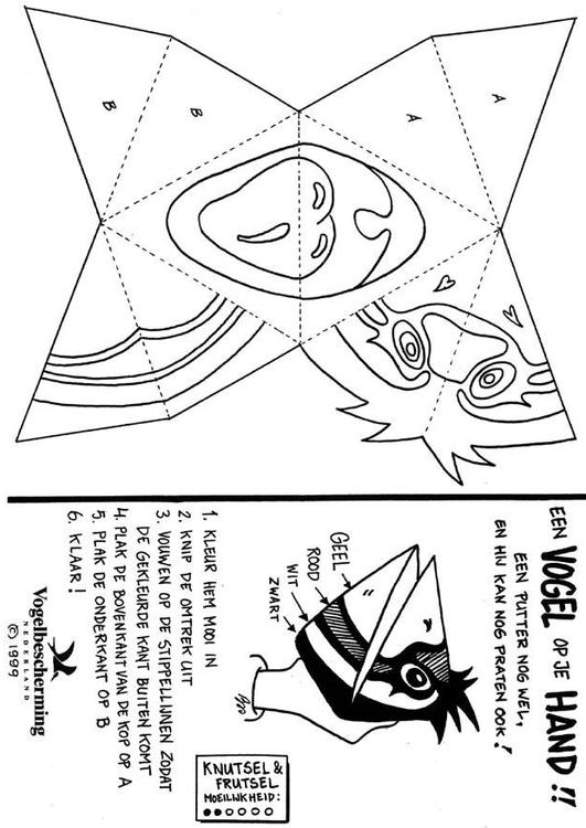 Máscara de mano de pájaro