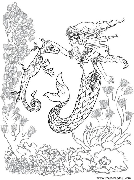 Sirena con caballito de mar