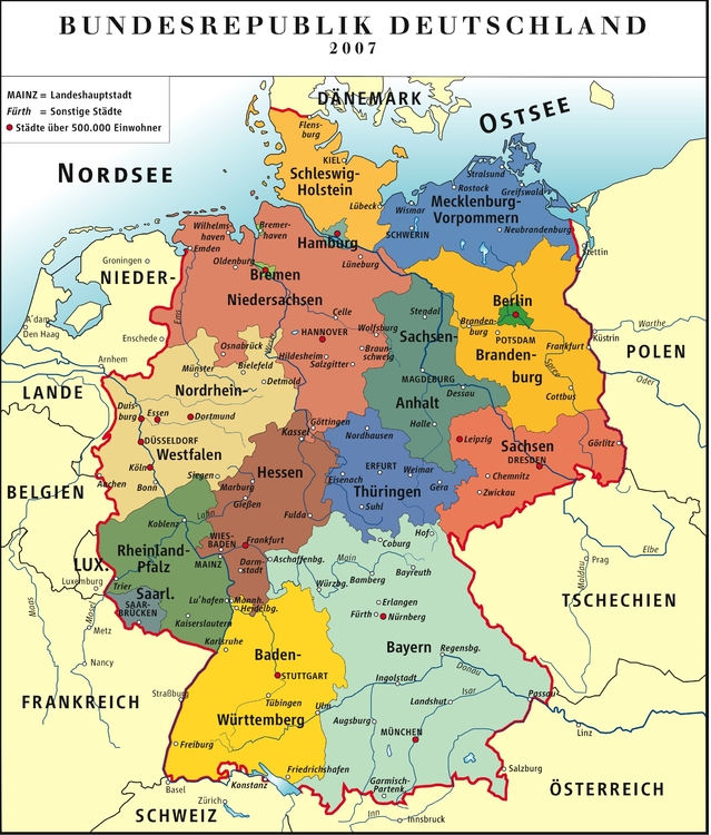 Imagen Alemania - mapa polÃ­tico RFA 2007