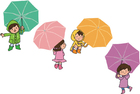 niños con paraguas
