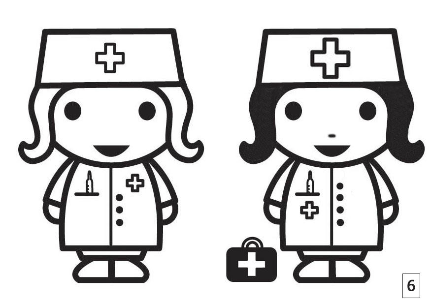busca las diferencias - enfermera Dibujo para colorear busca las diferencias - enfermera