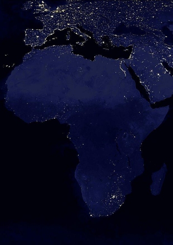 La tierra por la noche, áreas más urbanizadas de África