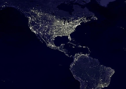 La tierra por la noche, áreas más urbanizadas