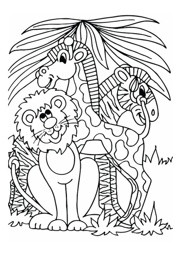 León, jirafa y cebra