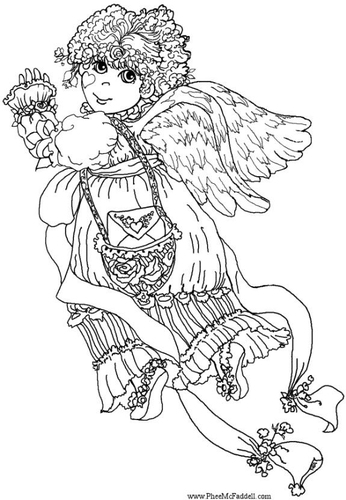 Dibujo para colorear Ángel de San Valentín