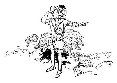 Niña señalando el camino
