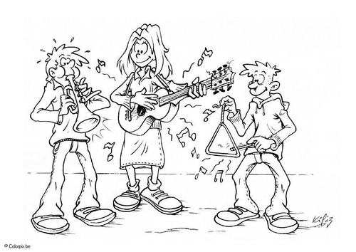 Dibujo para colorear Tocar música