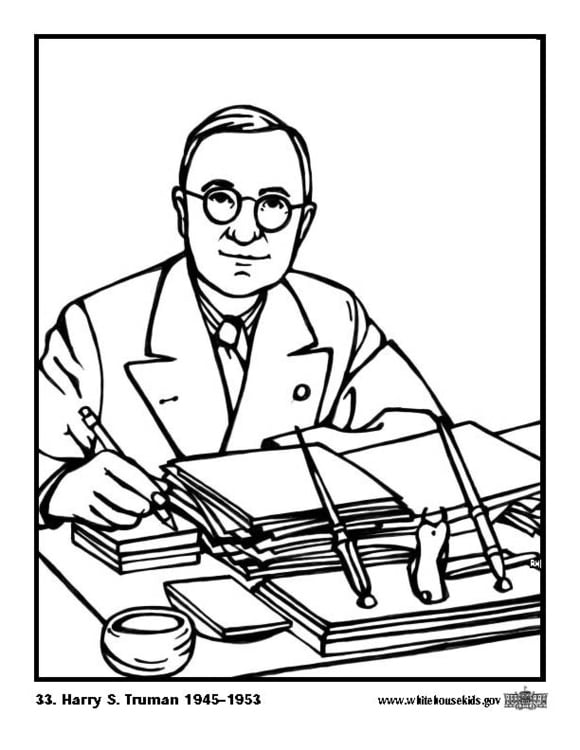 Dibujo para colorear 33 Harry S. Truman