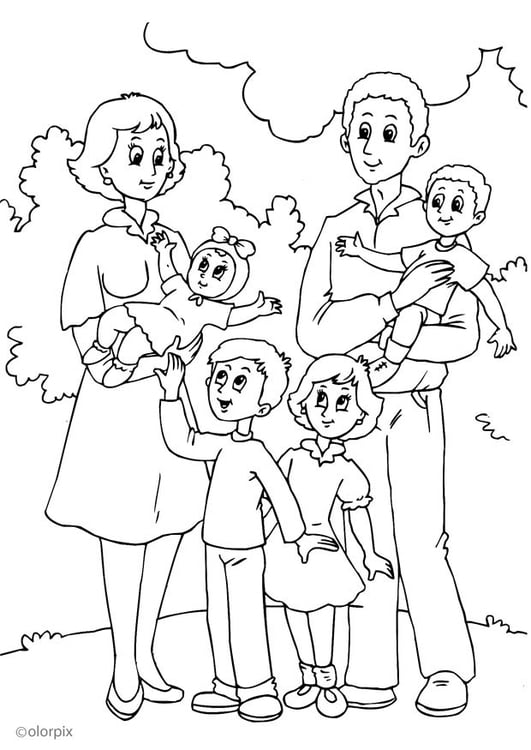 Dibujo para colorear 4. nueva familia con la madre 