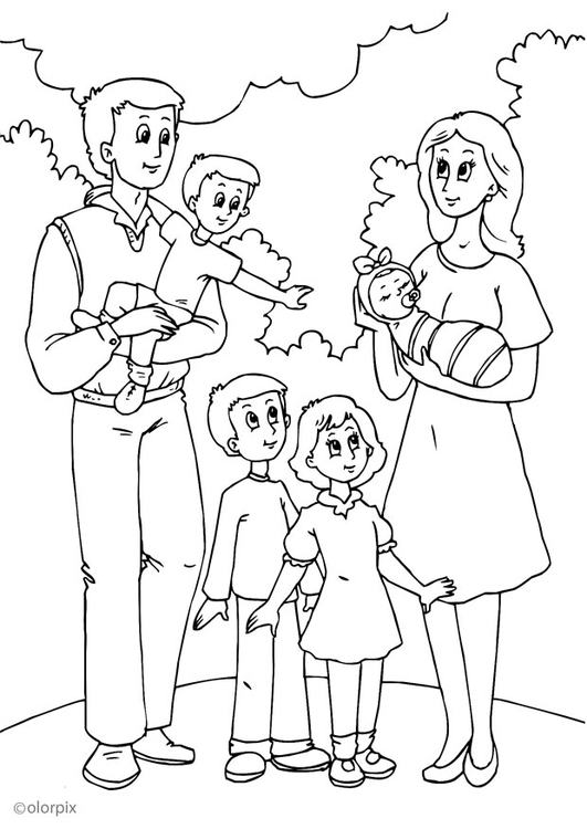 Dibujo para colorear 5. nueva familia con el padre 