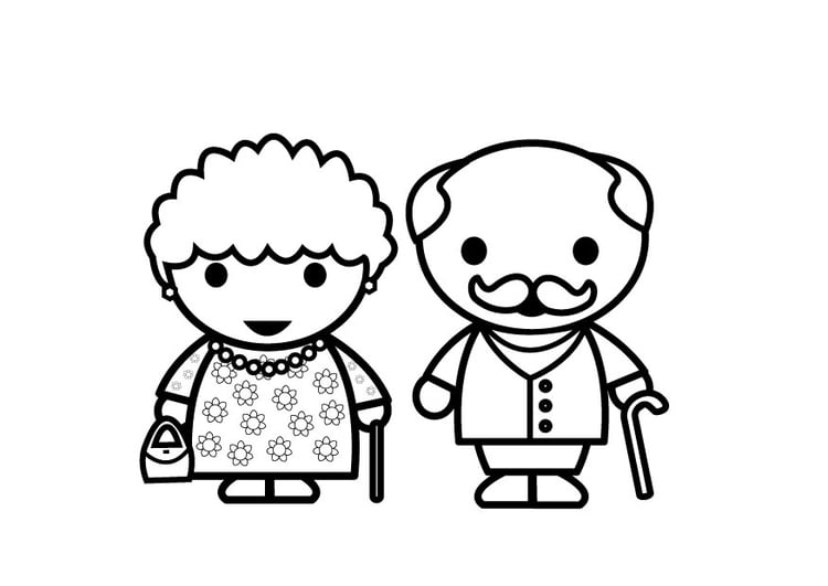 Dibujo para colorear abuela y abuelo - Dibujos Para Imprimir Gratis - Img  26881