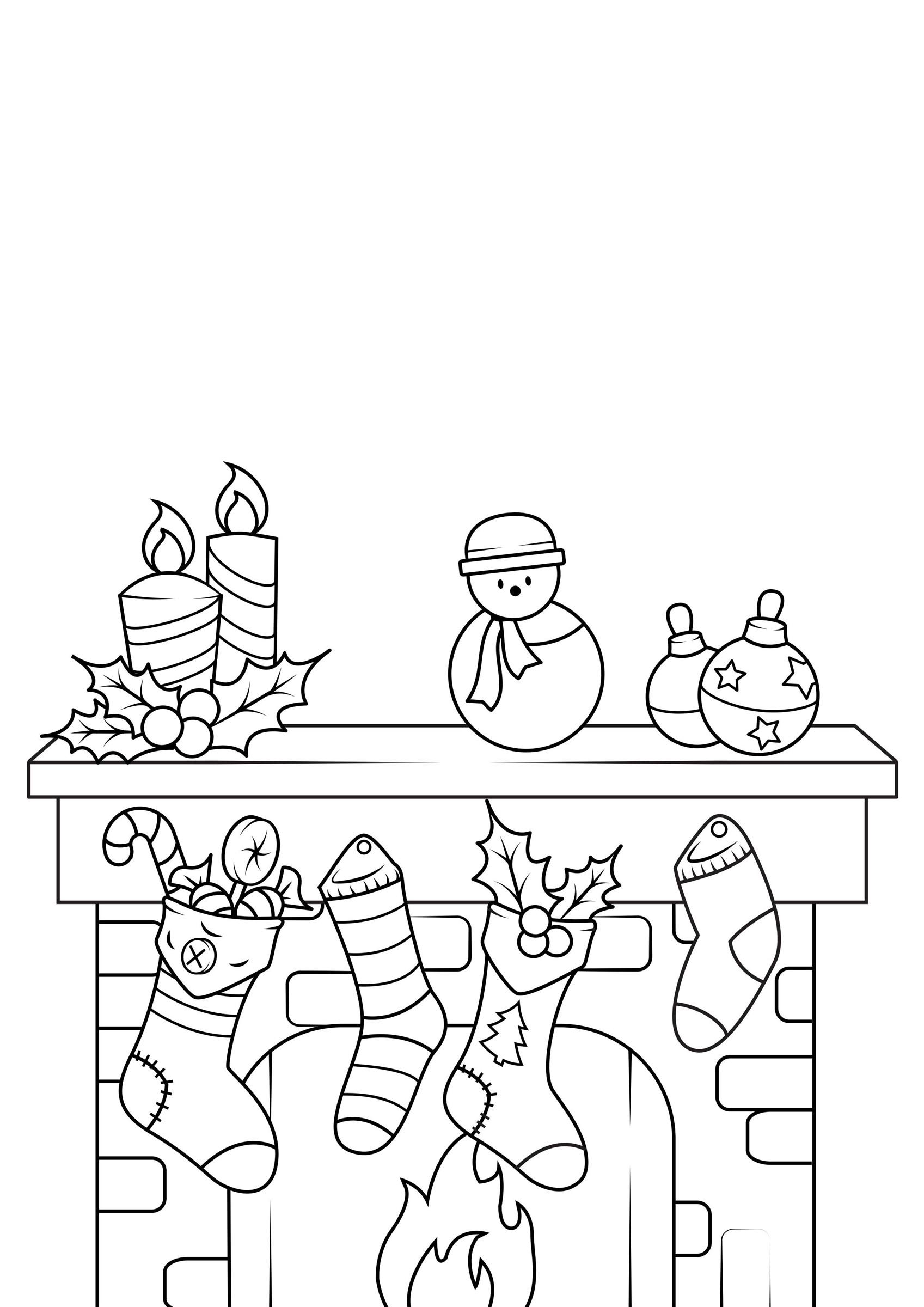 Dibujo para colorear Adornos navideÃ±os con calcetÃ­n navideÃ±o