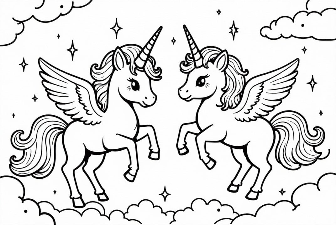 Dibujo para colorear amigos unicornios