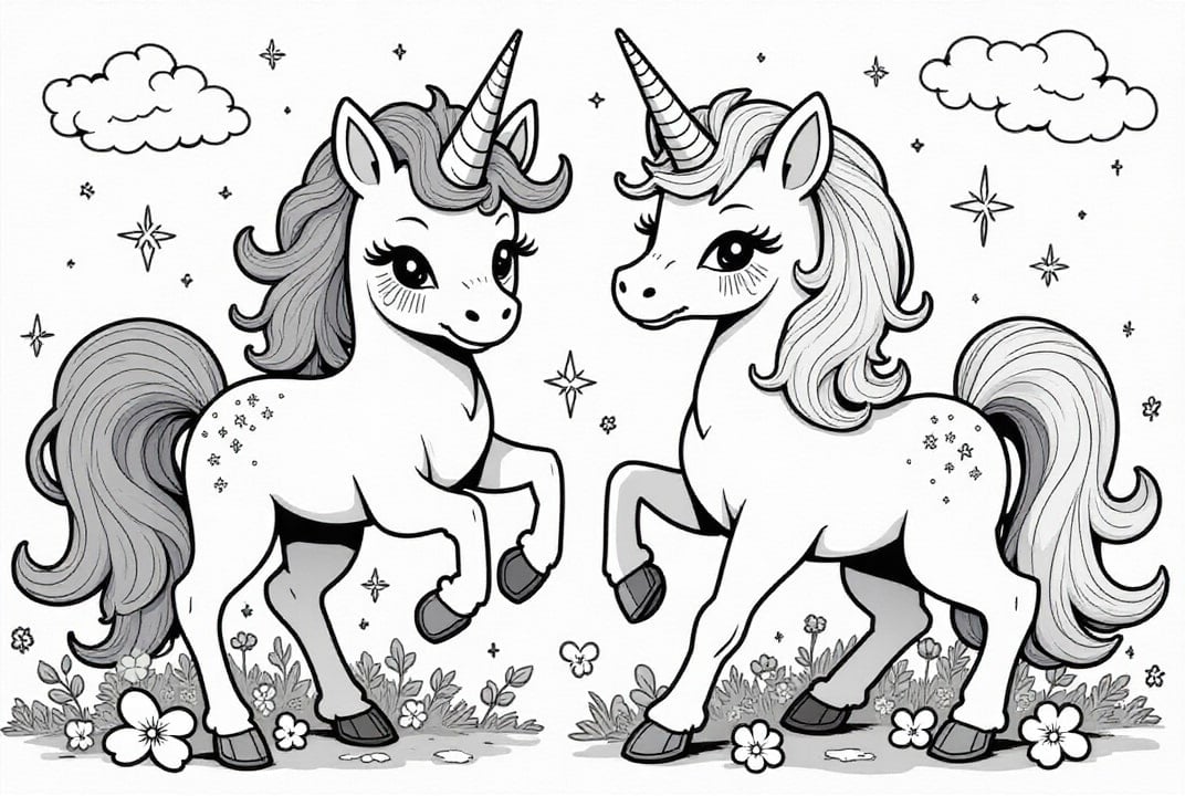 Dibujo para colorear amistad unicornio