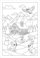 Dibujo para colorear animales en invierno