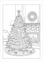 Dibujo para colorear Ãrbol de navidad con calcetines navideÃ±os
