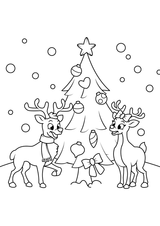 Dibujo para colorear Ãrbol de Navidad con renos