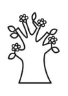 Dibujos para colorear árbol en primavera con flores
