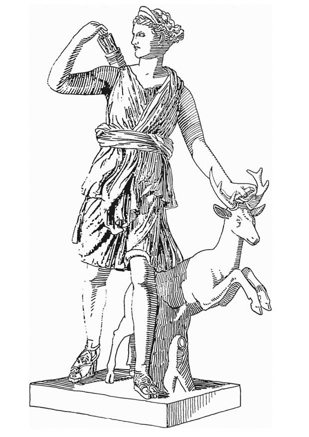 Dibujo para colorear Artemis, diosa de la mitologÃ­a griega