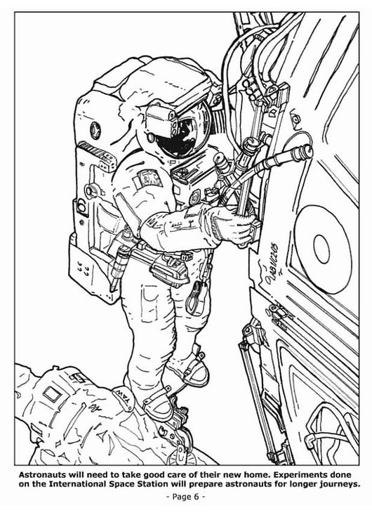 Dibujo para colorear Astronautas en la estaciÃ³n espacial