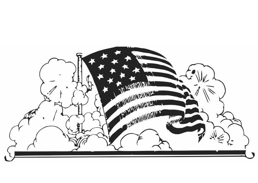 Dibujo para colorear bandera de Estados Unidos