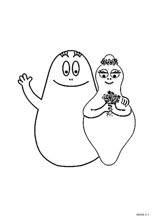 Dibujo para colorear Barbapapa y barbamama