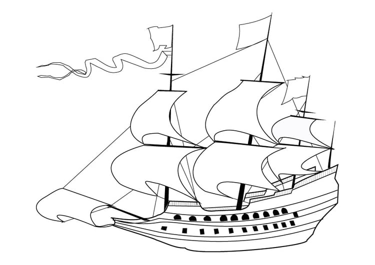Dibujo para colorear Barco velero del siglo 17 - Dibujos Para Imprimir  Gratis - Img 10635