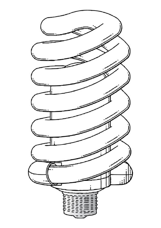 Dibujo para colorear bombilla de bajo consumo