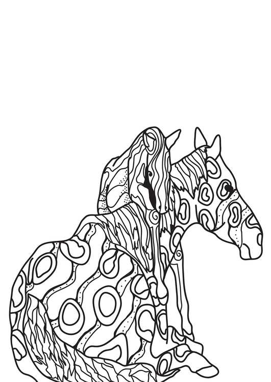 Dibujo para colorear caballo con potro