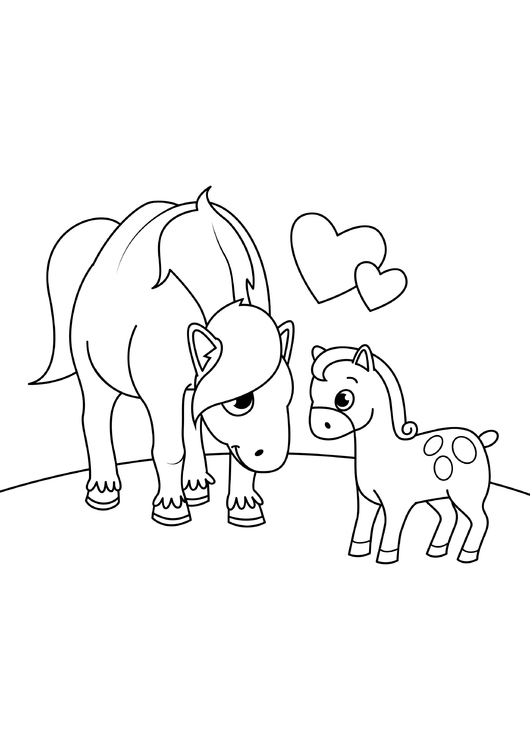 Dibujo para colorear caballo con potro