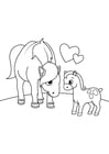Dibujos para colorear caballo con potro