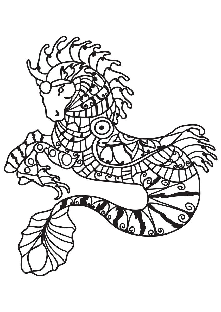 Dibujo para colorear caballo de mar