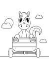 Dibujos para colorear caballo en carro