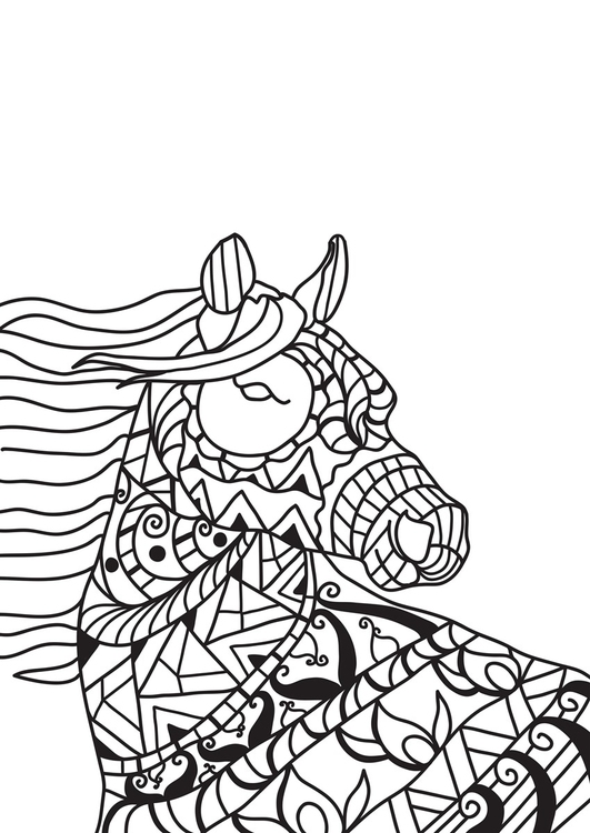 Dibujo para colorear caballo en el viento