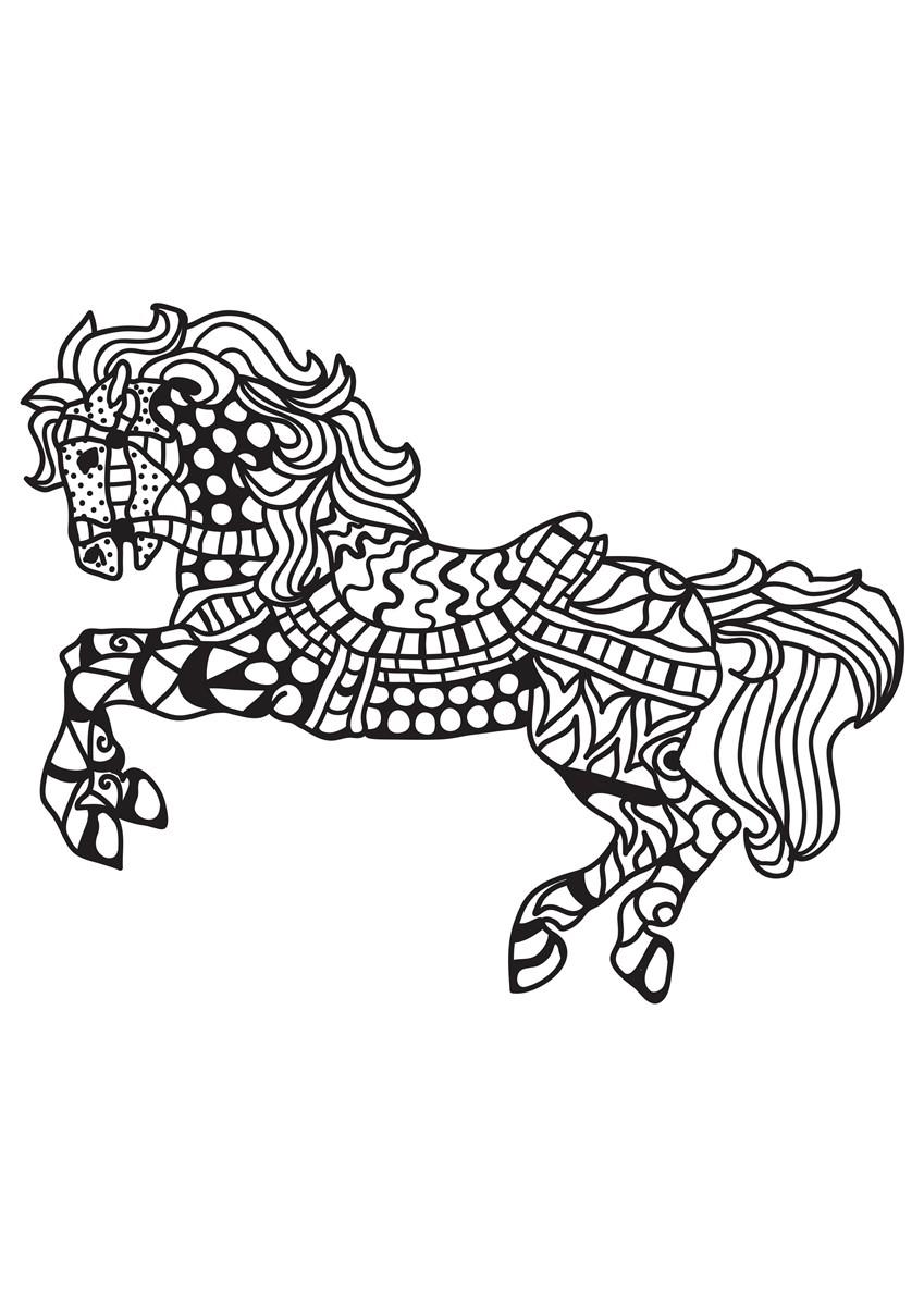 Dibujo para colorear caballo ensillado
