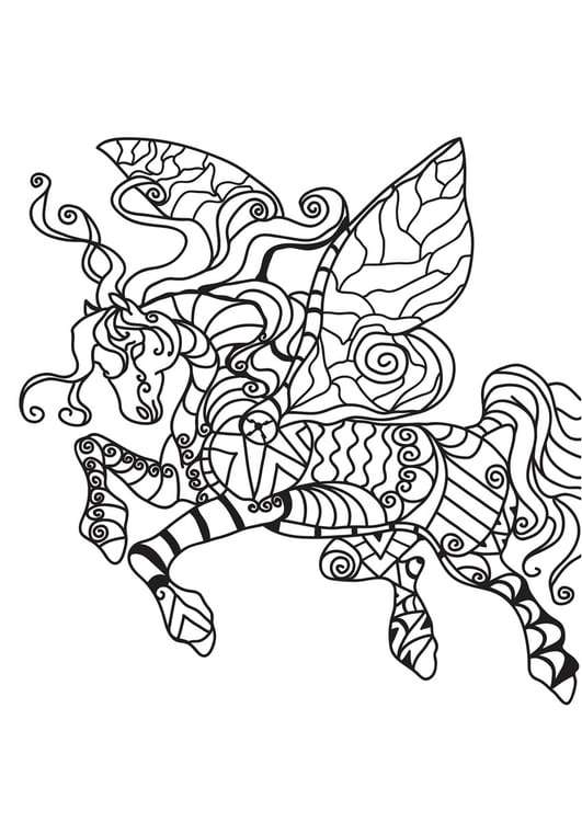 Dibujo para colorear caballo volador