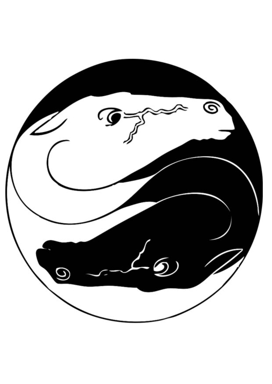 Dibujo para colorear caballos ying yang