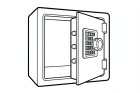 Dibujo para colorear caja fuerte con cerradura