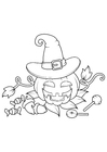 Dibujo para colorear calabaza con sombrero