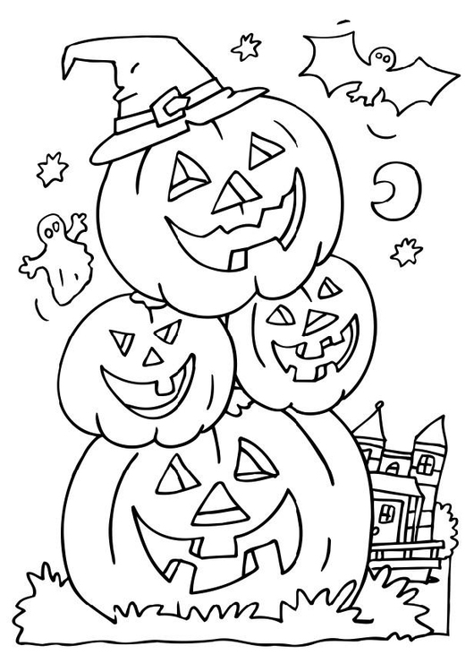 Dibujo para colorear calabazas de halloween