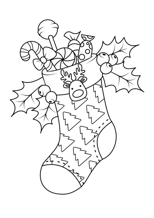 Dibujo para colorear calcetÃ­n navideÃ±o