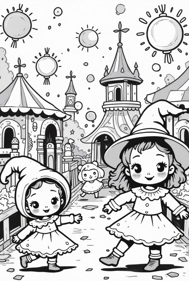 Dibujo para colorear carnaval en el paÃ­s de las maravillas