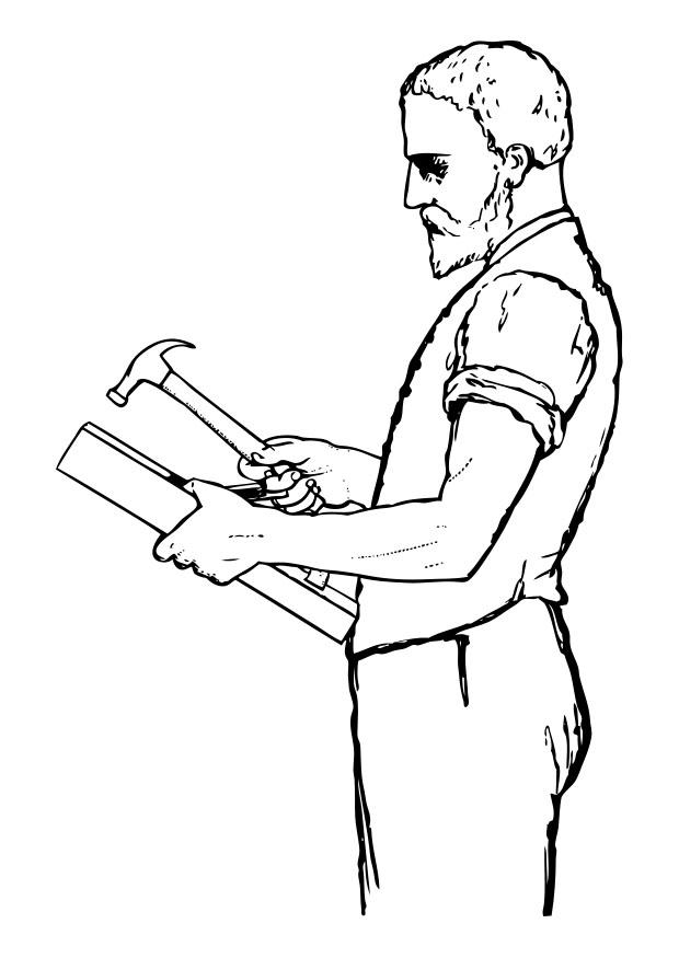 Dibujo Para Colorear De Un Carpintero Sosteniendo Un Martillo Y Un Trozo De dibujo-para-colorear-de-un-carpintero-sosteniendo-un-martillo-y-un-trozo-de