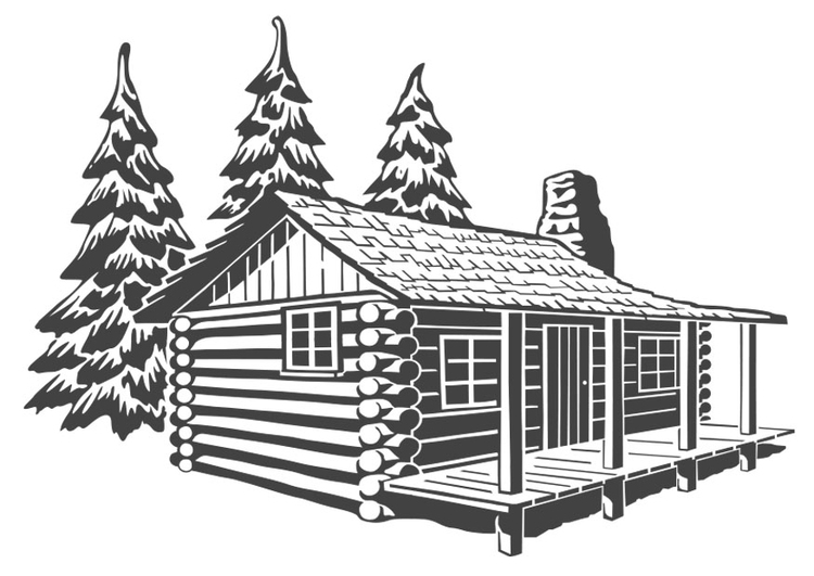 Dibujo para colorear casa de madera