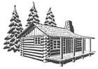 Dibujos para colorear casa de madera