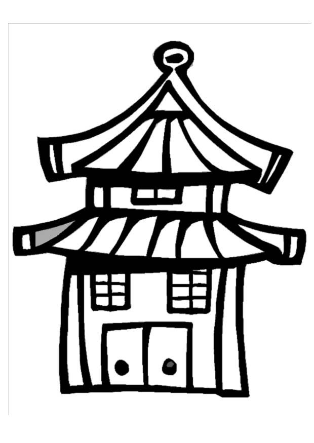 Dibujo para colorear Casa chinos faciles Dibujo para colorear Casa