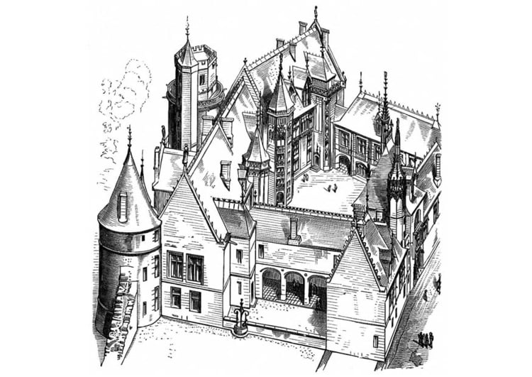 Dibujo para colorear Casa en Francia - Bourges 1443