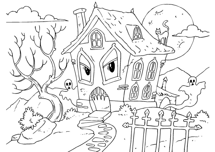 Dibujo Para Colorear Casa Encantada Dibujos Para Imprimir Gratis