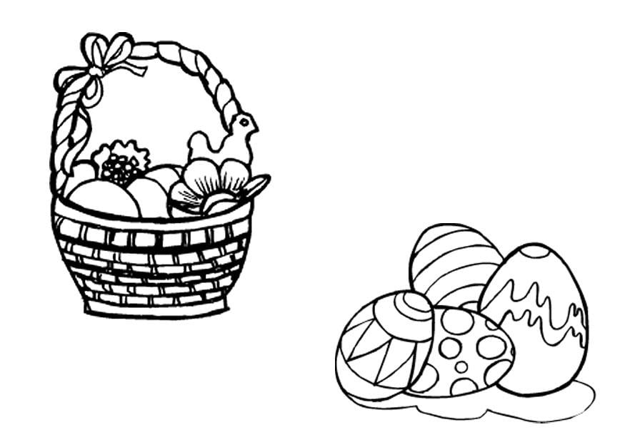 Dibujo para colorear Cesta de pascua con huevos de pascua