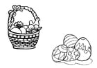 Dibujos para colorear Cesta de pascua con huevos de pascua
